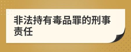 非法持有毒品罪的刑事责任