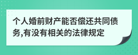 个人婚前财产能否偿还共同债务,有没有相关的法律规定