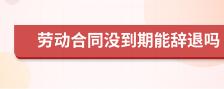 劳动合同没到期能辞退吗