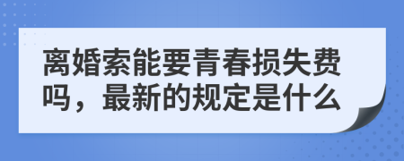 离婚索能要青春损失费吗，最新的规定是什么