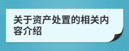 关于资产处置的相关内容介绍