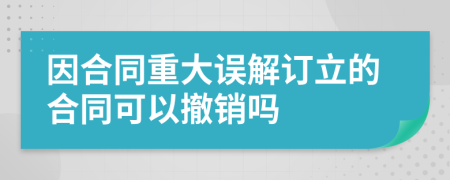 因合同重大误解订立的合同可以撤销吗