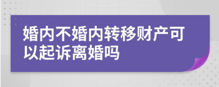 婚内不婚内转移财产可以起诉离婚吗