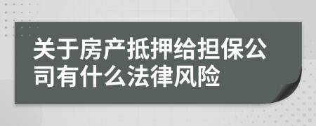 关于房产抵押给担保公司有什么法律风险