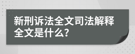 新刑诉法全文司法解释全文是什么？