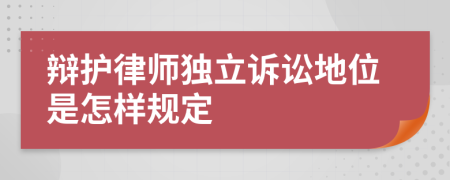 辩护律师独立诉讼地位是怎样规定