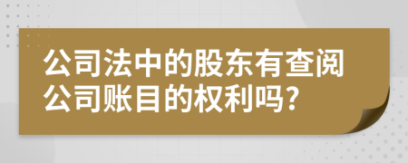 公司法中的股东有查阅公司账目的权利吗?