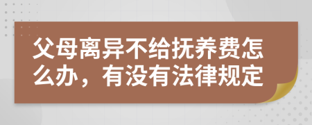 父母离异不给抚养费怎么办，有没有法律规定