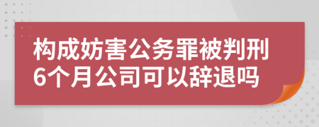 构成妨害公务罪被判刑6个月公司可以辞退吗
