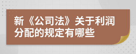 新《公司法》关于利润分配的规定有哪些