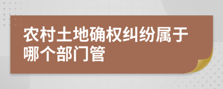 农村土地确权纠纷属于哪个部门管