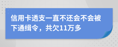 信用卡透支一直不还会不会被下通缉令，共欠11万多