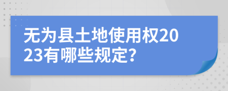 无为县土地使用权2023有哪些规定？