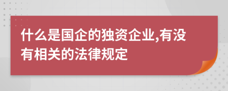 什么是国企的独资企业,有没有相关的法律规定