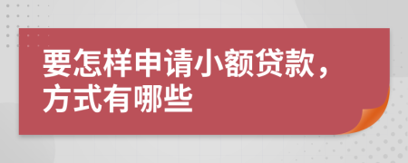 要怎样申请小额贷款，方式有哪些