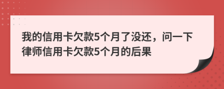 我的信用卡欠款5个月了没还，问一下律师信用卡欠款5个月的后果