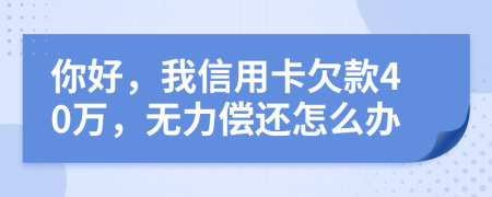 你好，我信用卡欠款40万，无力偿还怎么办