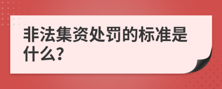 非法集资处罚的标准是什么？