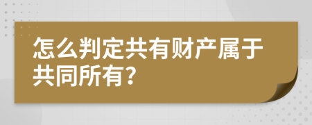 怎么判定共有财产属于共同所有？