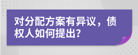 对分配方案有异议，债权人如何提出？