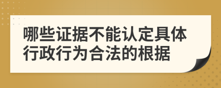 哪些证据不能认定具体行政行为合法的根据