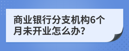 商业银行分支机构6个月未开业怎么办？