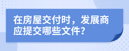 在房屋交付时，发展商应提交哪些文件？