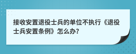 接收安置退役士兵的单位不执行《退役士兵安置条例》怎么办？