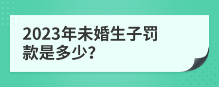 2023年未婚生子罚款是多少？