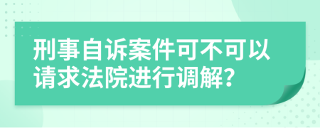 刑事自诉案件可不可以请求法院进行调解？