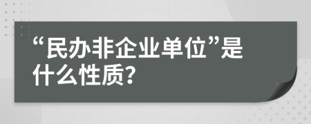 “民办非企业单位”是什么性质？