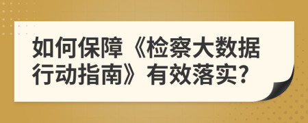 如何保障《检察大数据行动指南》有效落实?