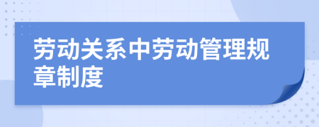 劳动关系中劳动管理规章制度