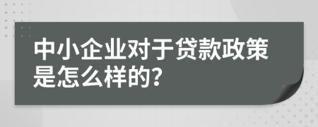 中小企业对于贷款政策是怎么样的？