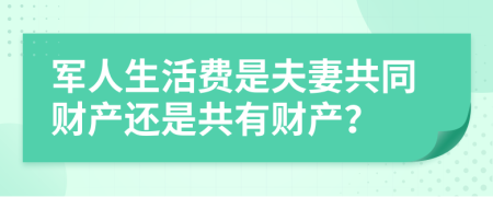 军人生活费是夫妻共同财产还是共有财产？