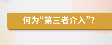 何为“第三者介入”?