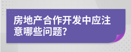 房地产合作开发中应注意哪些问题？