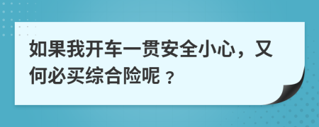 如果我开车一贯安全小心，又何必买综合险呢﹖
