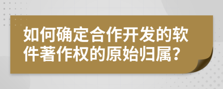 如何确定合作开发的软件著作权的原始归属？
