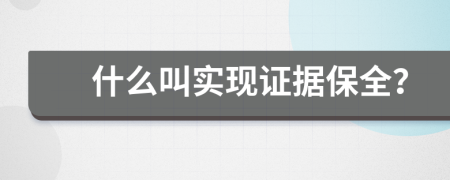 什么叫实现证据保全？