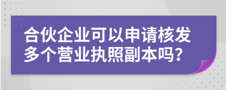 合伙企业可以申请核发多个营业执照副本吗？