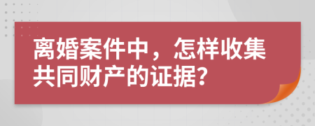 离婚案件中，怎样收集共同财产的证据？