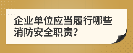 企业单位应当履行哪些消防安全职责？