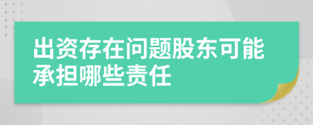 出资存在问题股东可能承担哪些责任