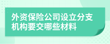 外资保险公司设立分支机构要交哪些材料