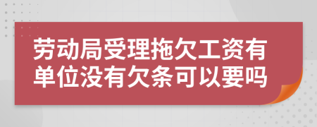 劳动局受理拖欠工资有单位没有欠条可以要吗
