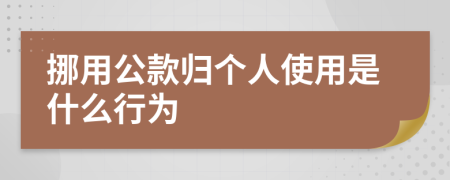挪用公款归个人使用是什么行为