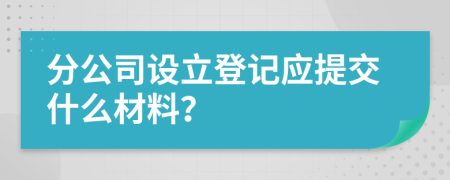 分公司设立登记应提交什么材料？