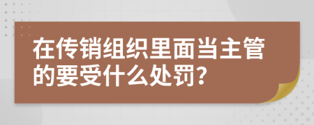 在传销组织里面当主管的要受什么处罚？