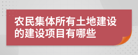 农民集体所有土地建设的建设项目有哪些